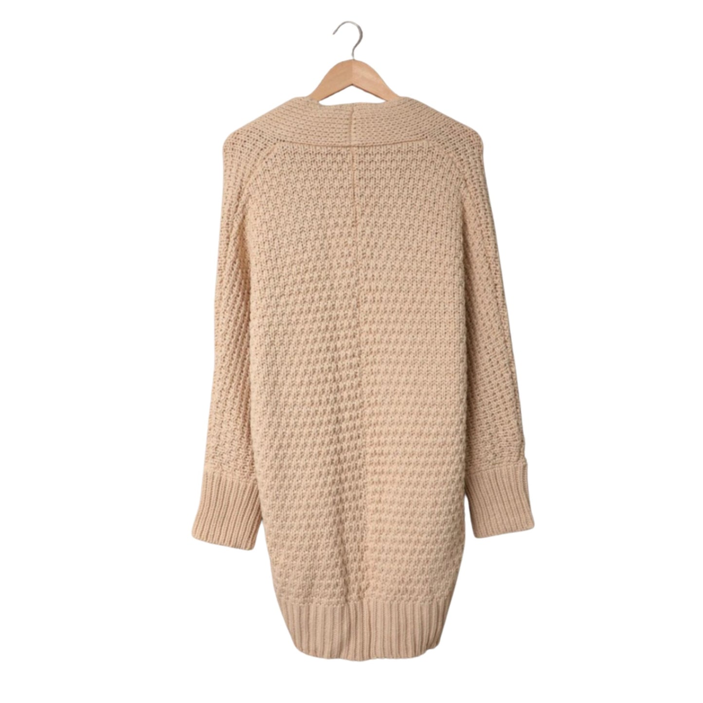 Khaki open front pocket casual knitted cardigan 