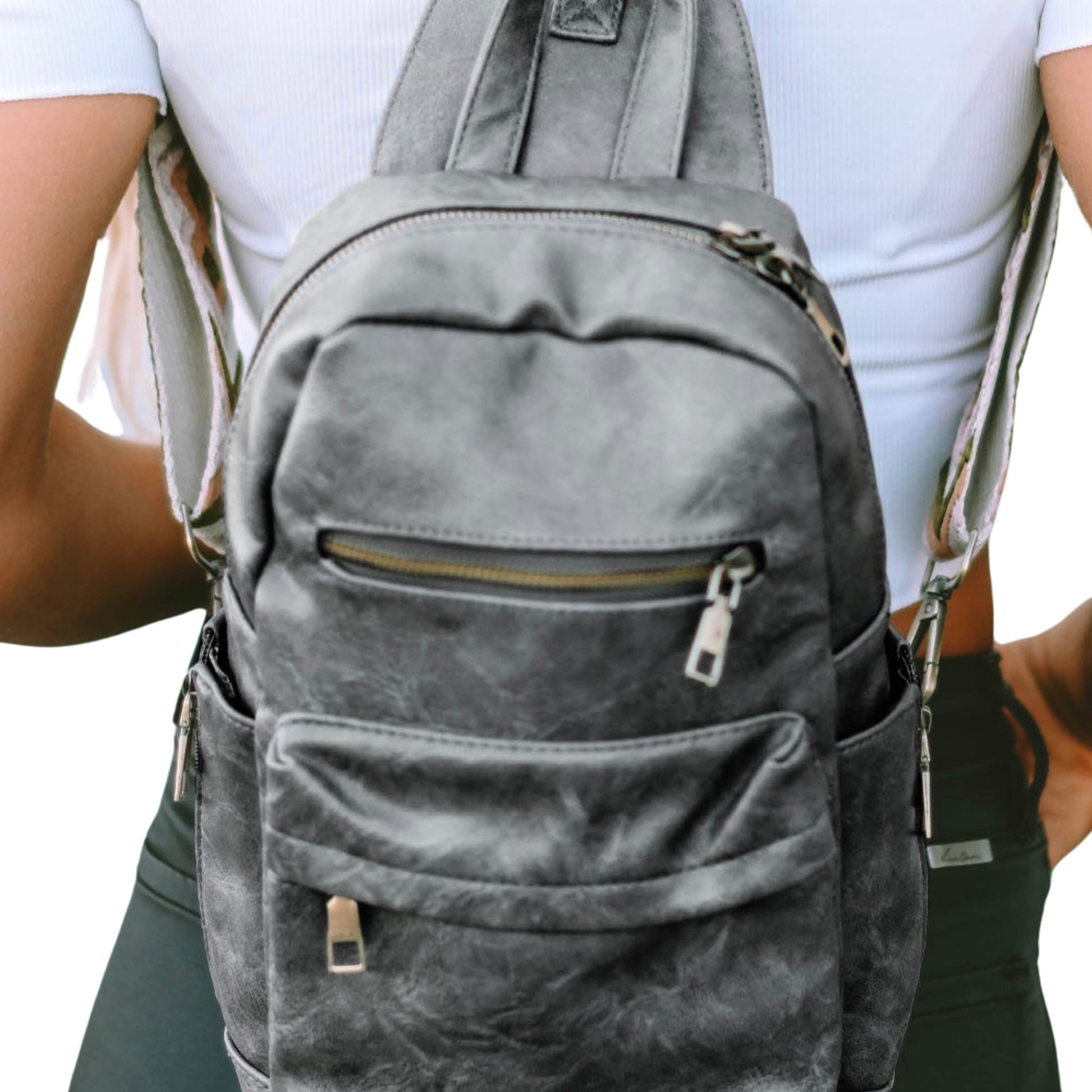Gray double zipper backpack - Lavish life LLC 