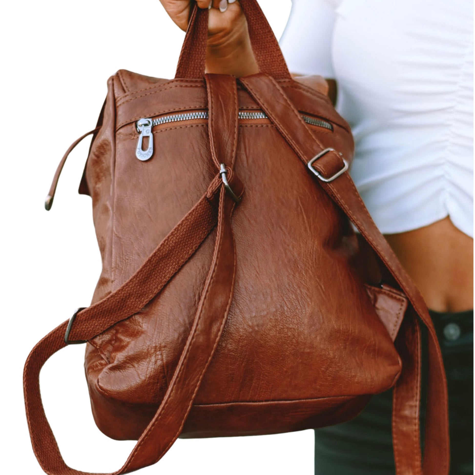 Brown retro backpack - Lavish life LLC 